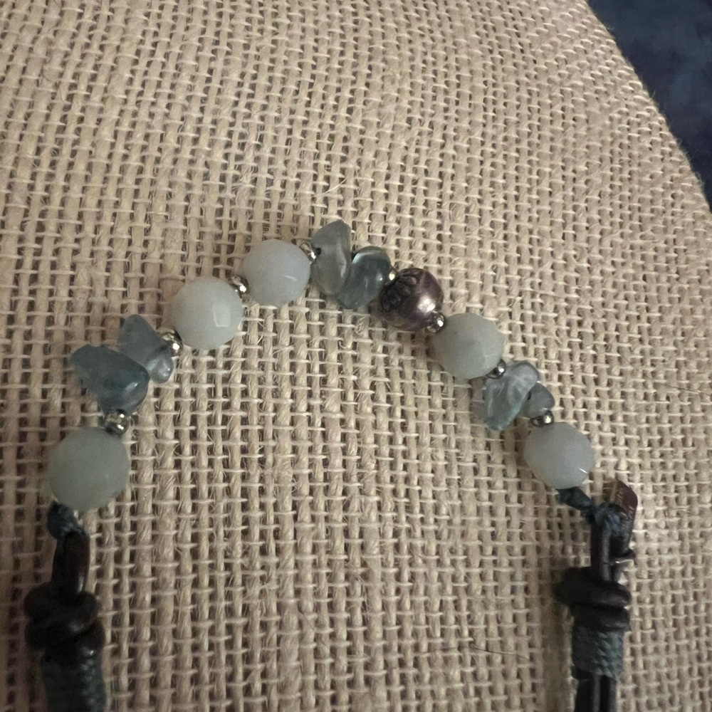 Peyote Bird Sterling Silver & Beaded Leather Bracelet, good condition - Picture 4 of 8